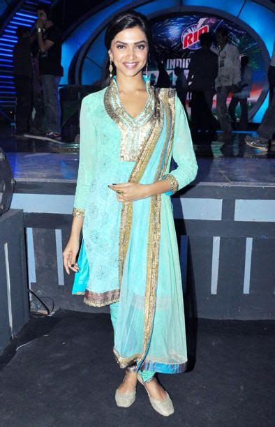 Deepika Padukone In Blue Anarkali Churidar Dress Neck Designs