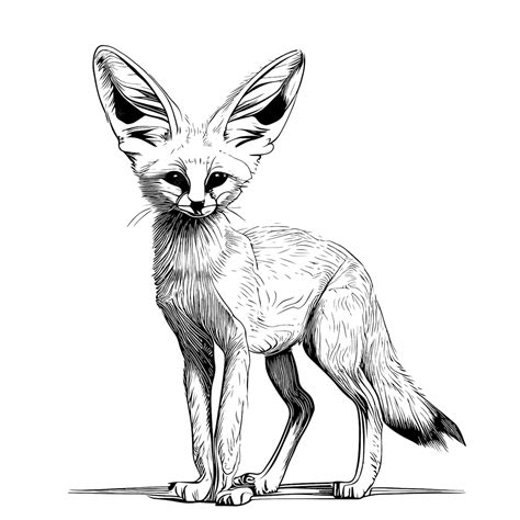 Premium Vector Fennec Fox Standing Sketch Abstract Hand Drawn