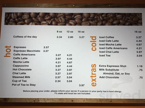 Lenox Coffee menu in Lenox, Massachusetts, USA