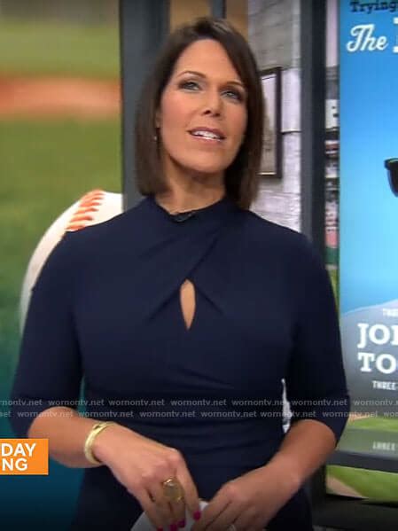 Wornontv Dana Jacobsons Navy Keyhole Dress On Cbs Saturday Morning