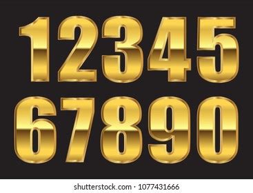 Vector Golden Numbers Metal Numbers Stock Vector Royalty Free