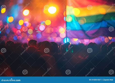 Imagen Desenfocada De La Silueta Del Desfile Del Orgullo Y La Bandera