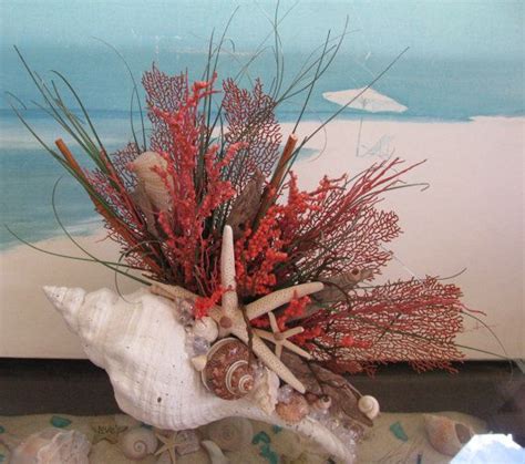 Seashell Driftwood Sea Fan Centerpiece Coastal Home Decor Seashell