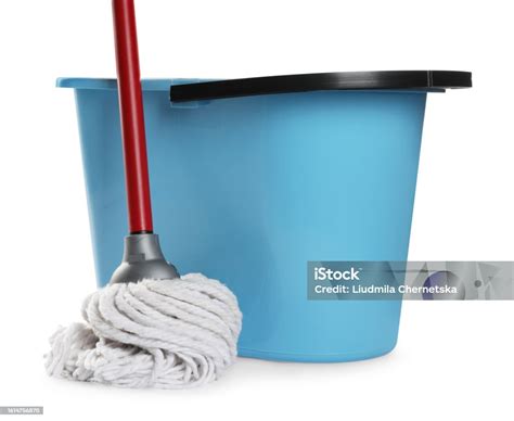 String Mop And Bucket Isolated On White Stock Photo Download Image