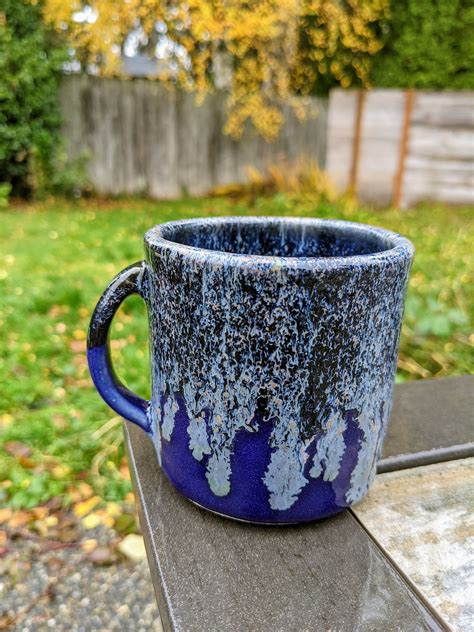 8 Oz Dark Blue Mug 16 Etsy