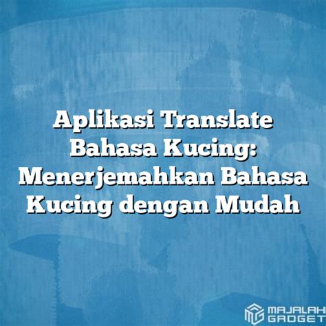 Aplikasi Translate Bahasa Kucing Menerjemahkan Bahasa Kucing Dengan