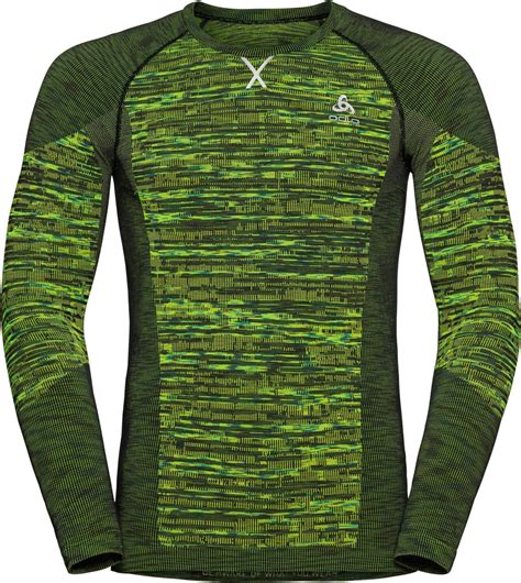 Odlo Blackcomb Eco Base Layer Cew Neck Lime Green Space Dye Ab 56 63