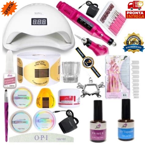 Kit Unha Gel Manicure Profissional Acrigel Fibra Acrilico Cabine