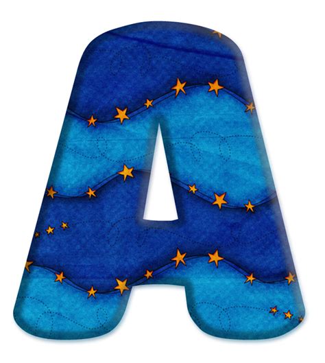 Sussurro De Amor Alfabeto Decorativo Azul Estrelas