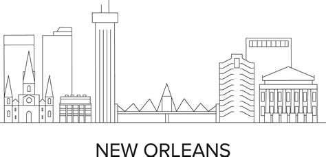 New Orleans City Line Draw 46590870 Vector Art At Vecteezy