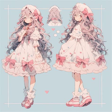 Premium Ai Image Character Anime Concept Cute Tall Girl With Frilly