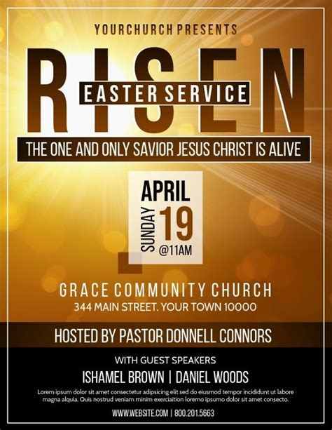 Easter Sunday Service Flyer Church Graphic Design Flyer Church Design