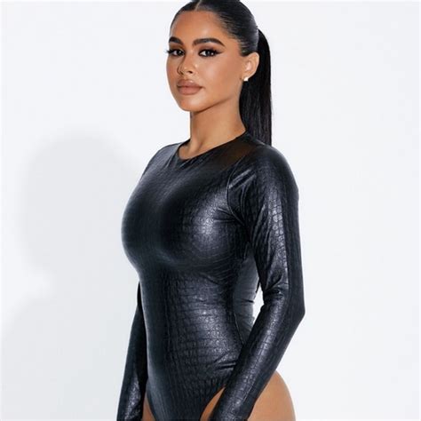 Naked Wardrobe Tops Naked Wardrobe The Crocodile Bodysuit In Black