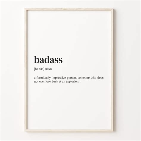 Badass Definition Print Dictionary Poster Quote Wall Art Cool Mom