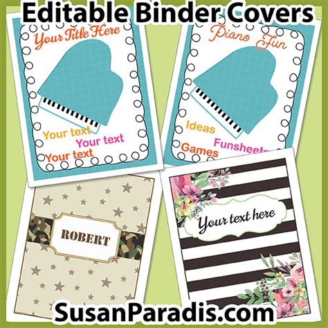 Binder Cover Bundle Susan Paradis Piano Teaching Resourcessusan