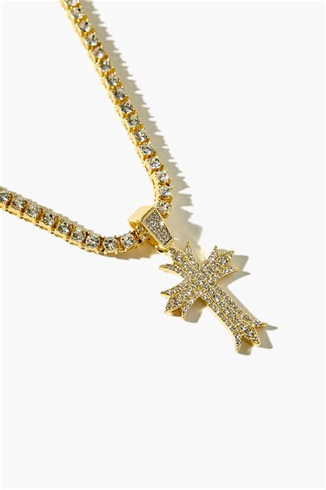 Rhinestone Cross Pendant Necklace - forever21us