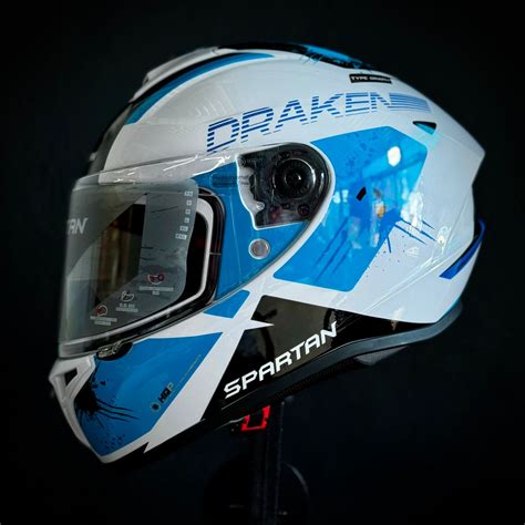 Casco Certificado Spartan Draken Blanco Azul Cascos Certificados Colombia