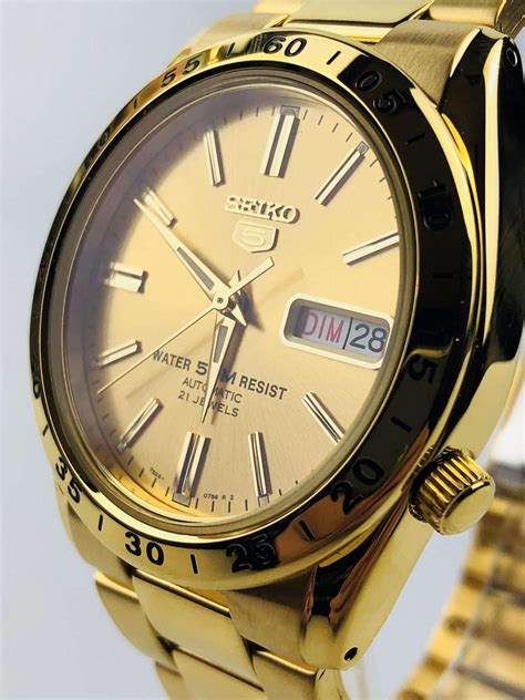 Seiko 5 Automatic Gold Pvd Stainless Steel Mens Watch Snke06k1