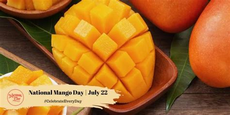 Mangoes And Other Fruit On A Table With The Words National Mango Day