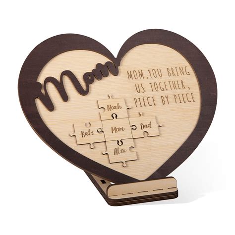 Puzzle Con Nome Personalizzato Mamma Cuore Puzzle In Legno Rustico Con