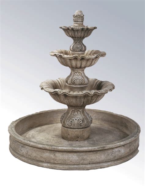 Regina Three Tier Pond Outdoor Cast Stone Garden Fountain Tuscan