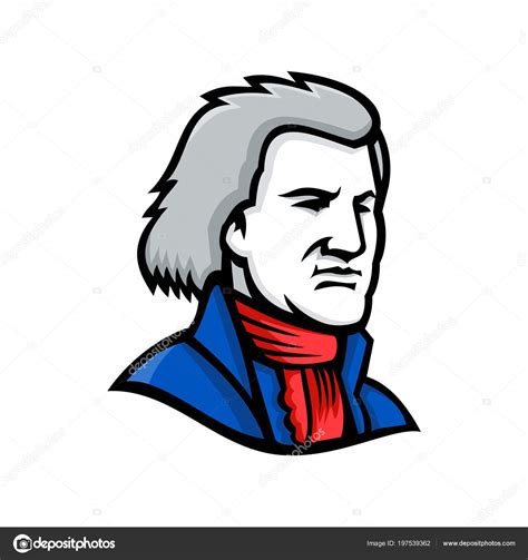 Mascot Icon Illustration Head Thomas Jefferson American Founding Father