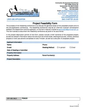 Fillable Online Sammamish Project Feasibility Form Sammamish Us Fax