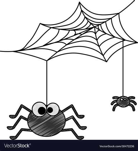 Cute spiders with spiderweb halloween decoration Vector Image