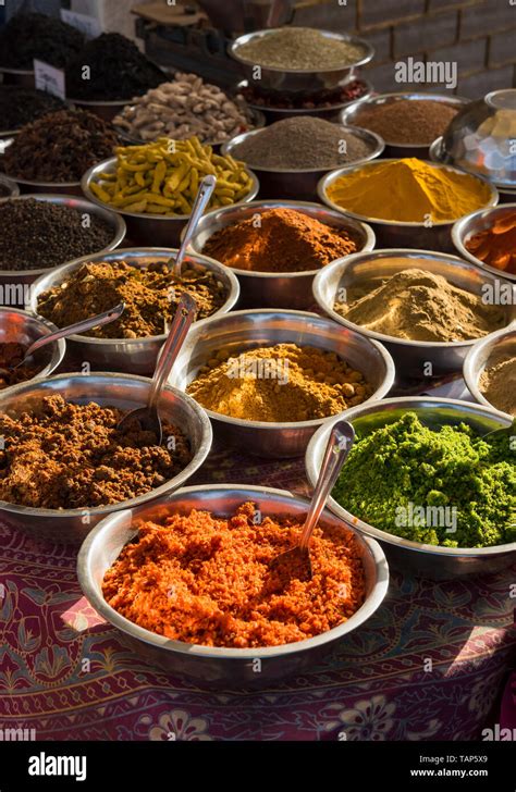 Spices Herbs And Curry Powders On Display At Anjuna Beach Flea Market