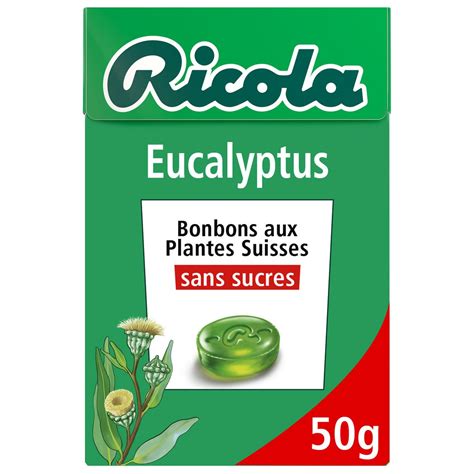 RICOLA Bonbons Suisses Aux Plantes Sans Sucres Saveur Eucalypthus 50g