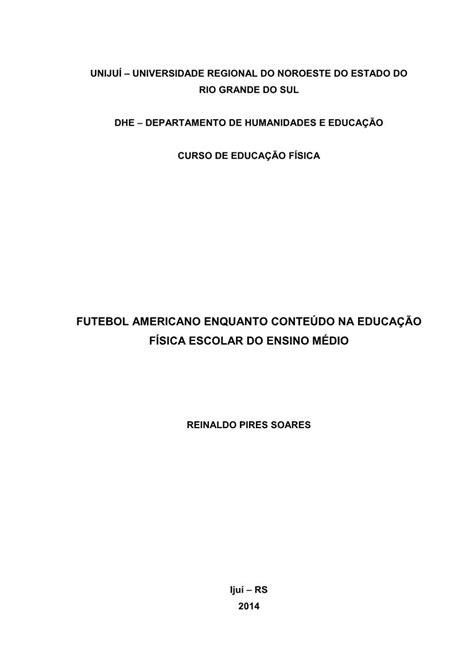 Futebol Americano Enquanto Conte Do Na Educa O F Sica Escolar Do