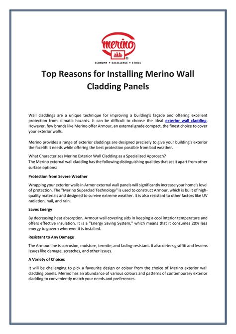 Top Reasons For Installing Merino Wall Cladding Panels By Bella Joseph