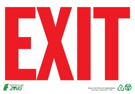 Exit Sign, Red on White - Exit Signs | Zing Green Products