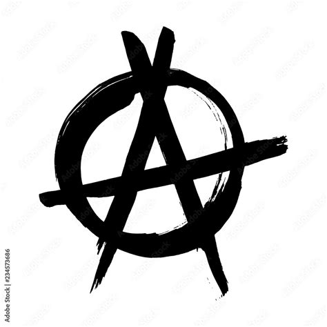 Anarchy Hand Drawn Brush Vector Symbol Anarchist Revolution Grunge