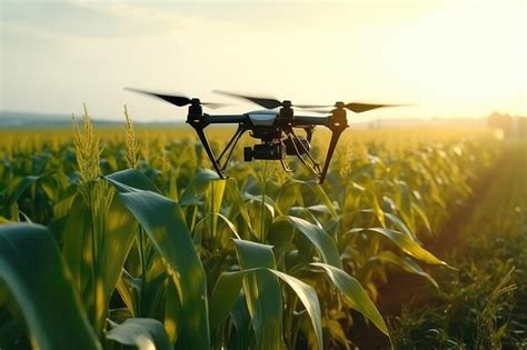 Premium AI Image | Drone Explores Smart Farming Technology In Corn Field