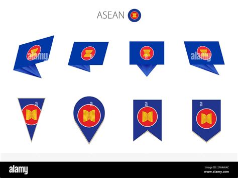 ASEAN National Flag Collection Eight Versions Of ASEAN Vector Flags