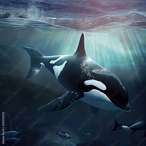 Orca underwater, photorealistic illustration generated by Ai Stock ...