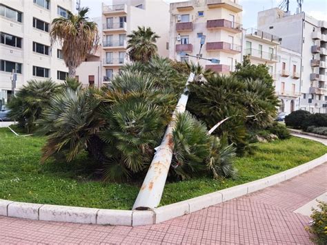 Marsala Il Vento Abbatte Un Palo Della Luce In Piazza Piemonte E