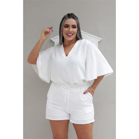 Conjunto De Short E Blusa Manga Flare Shopee Brasil