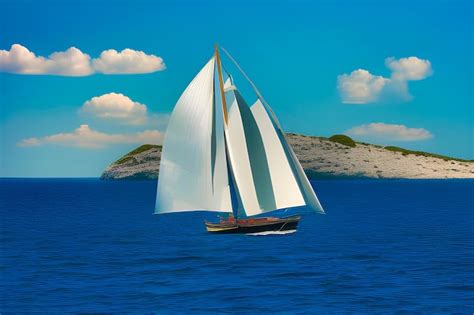 Premium Ai Image A Sailboat With A White Sail And The Word Sea On