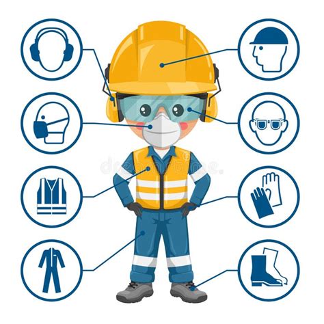 worker personal protective equipment safety icons stock illustrations