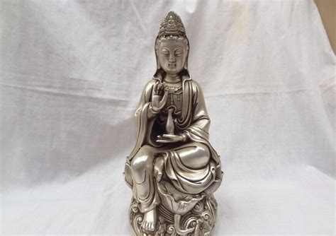 Usps To Usa S Chinese Buddhism Silver Lotus Pot Joss Kwan Yin