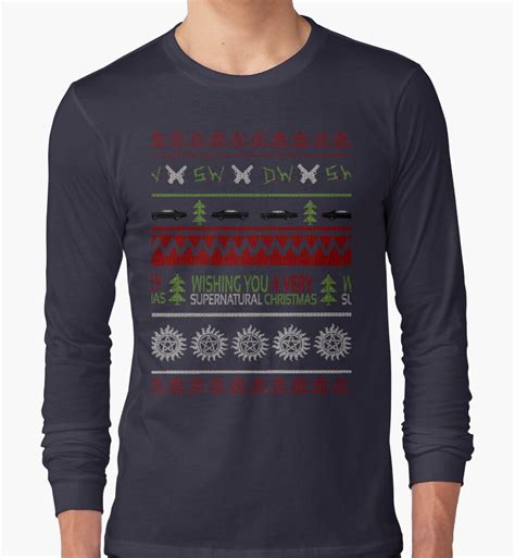 "Supernatural Christmas Sweater" Long Sleeve T-Shirts by katstpete | Redbubble