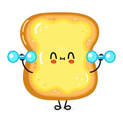 Premium Vector Cute Funny Sliced Toast Bread And Butter Character