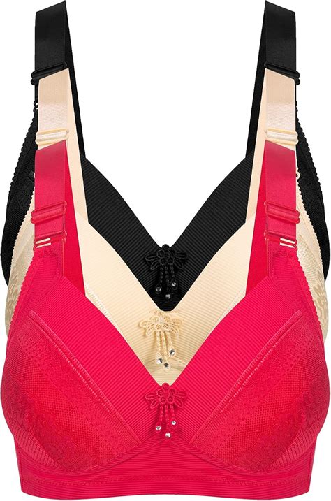 Buy 3 Pack Bras For Women All Day Comfort Bra No Wire Jacquard And