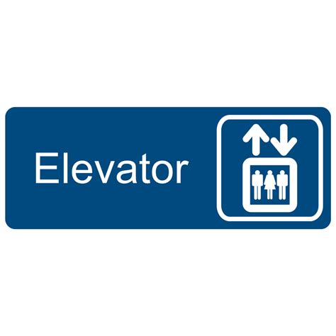 Elevator White On Blue Engraved Sign Egre 305 Sym Whtonblu Elevator