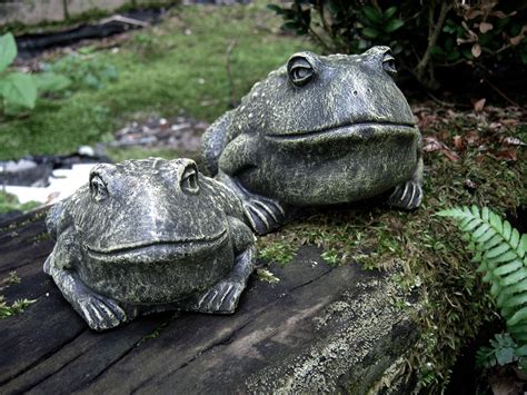 Toad Garden Statue Cute Frog Concrete Figure Painted Cement Etsy