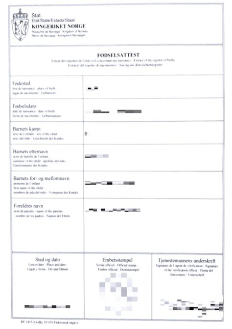 Beglaubigte Übersetzung Geburtsurkunde aus Norwegen