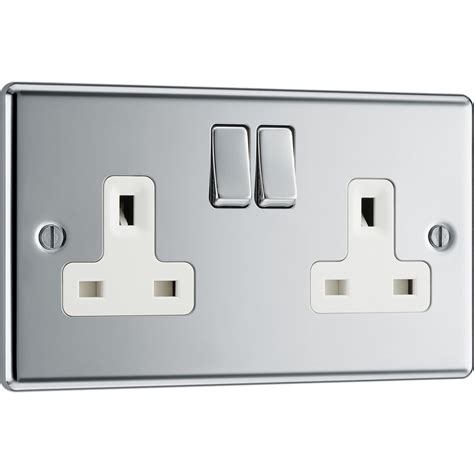 Bg Polished Chrome 13a Dp Switched Socket 2 Gang Toolstation