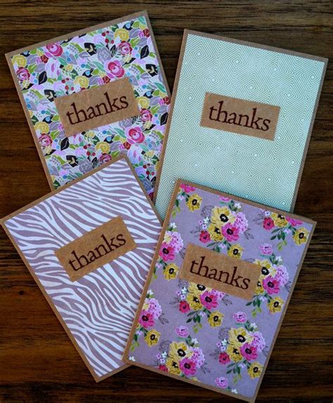 These sweet and simple handmade thank you cards are made on kraft paper ...